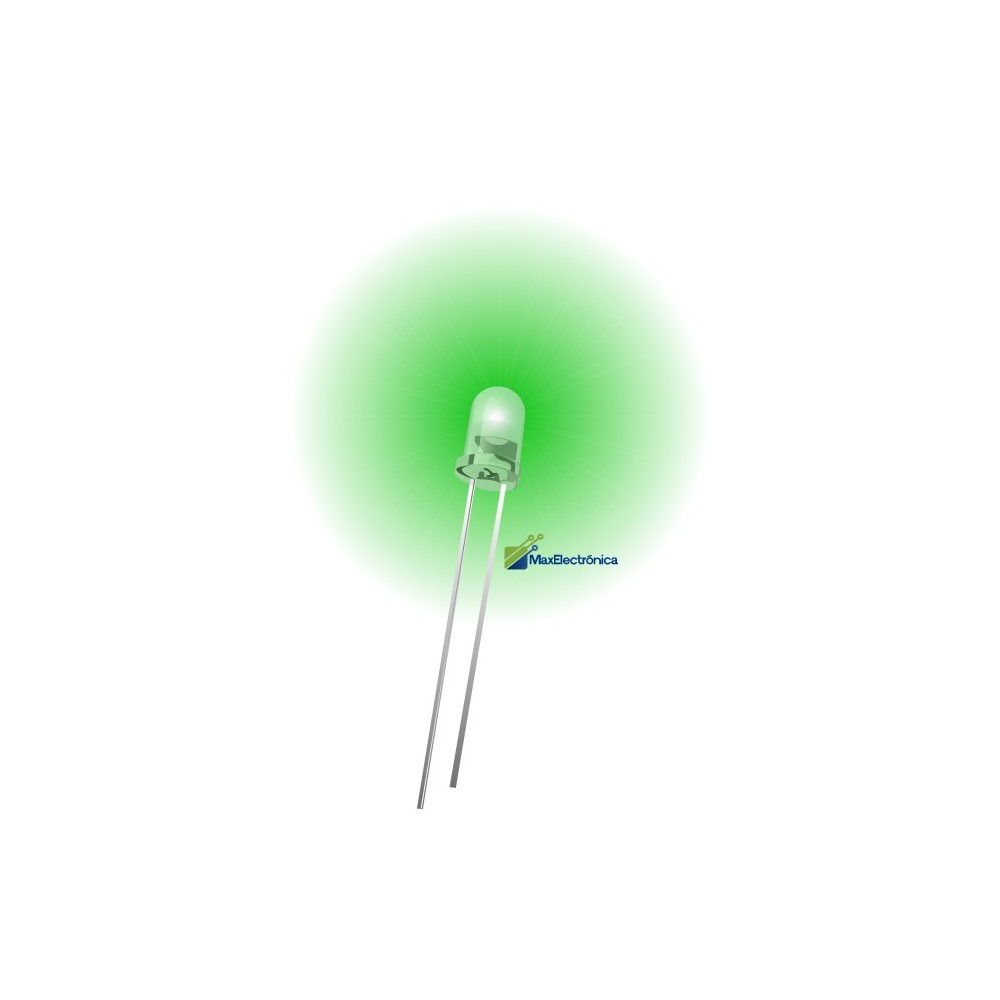 50 LEDs Ultrabrillantes Verde 5mm + 50 Resistencias 1/4W