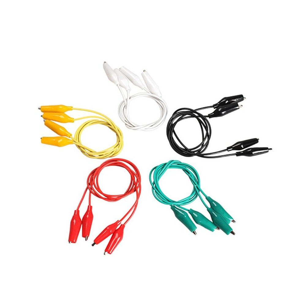 Pack de 10 Cables Tipo Pinza Caimán Colores Largo 50cm