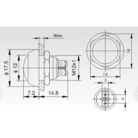 Pulsador 12mm Metálico de 2 Contactos 2P Protección IP65