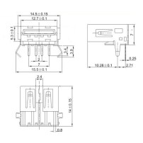 Conector USB Hembra Tipo A Borde Liso para Soldar a PCB