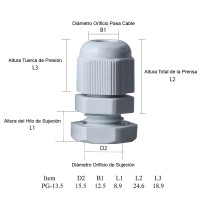 Prensa Estopa PG13.5 Pasador de Cable por Presión