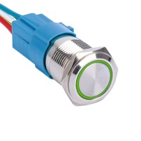 Pulsador 16mm Metálico con Anillo Indicador LED 5V y Zócalo Extraíble