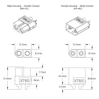 Set Juego Conector Eléctrico 60A Macho Hembra Modelo XT60